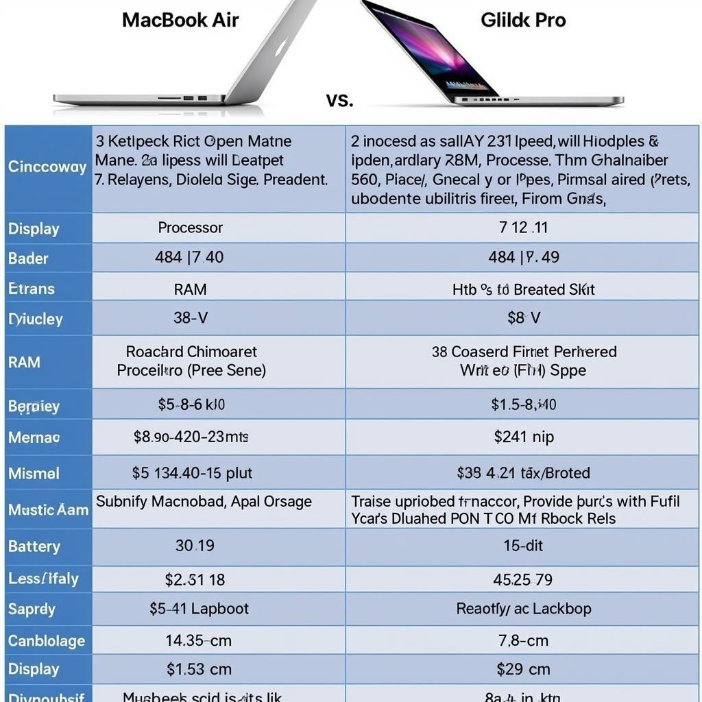 Bảng so sánh chi tiết Mac Air vs Mac Pro