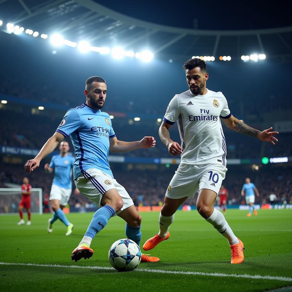 Trận đấu giữa Man City và Real Madrid tại bán kết lượt về Champions League