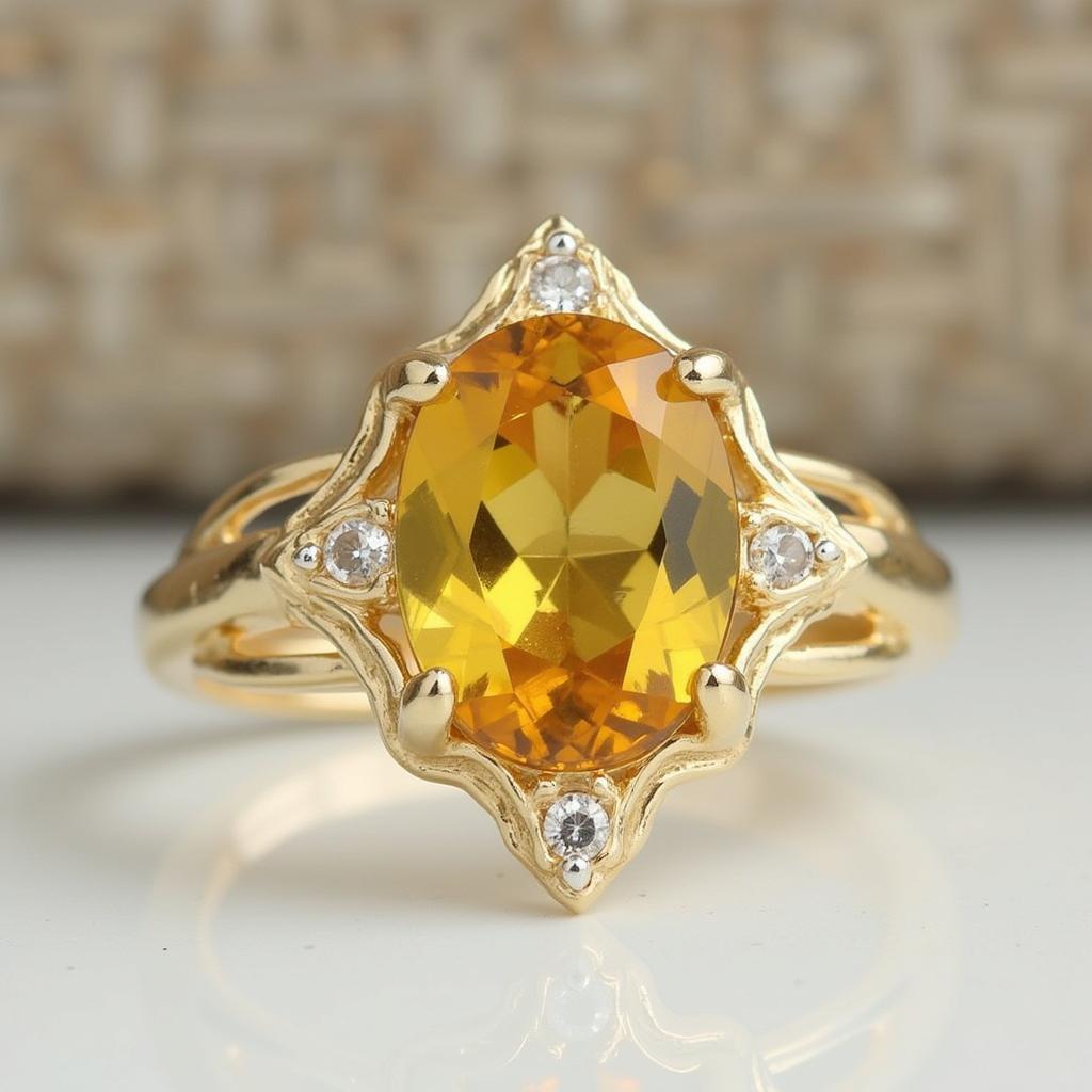 Nhẫn đá Citrine PNJ với thiết kế tinh tế, hiện đại, tôn lên vẻ đẹp sang trọng và quý phái cho người đeo.