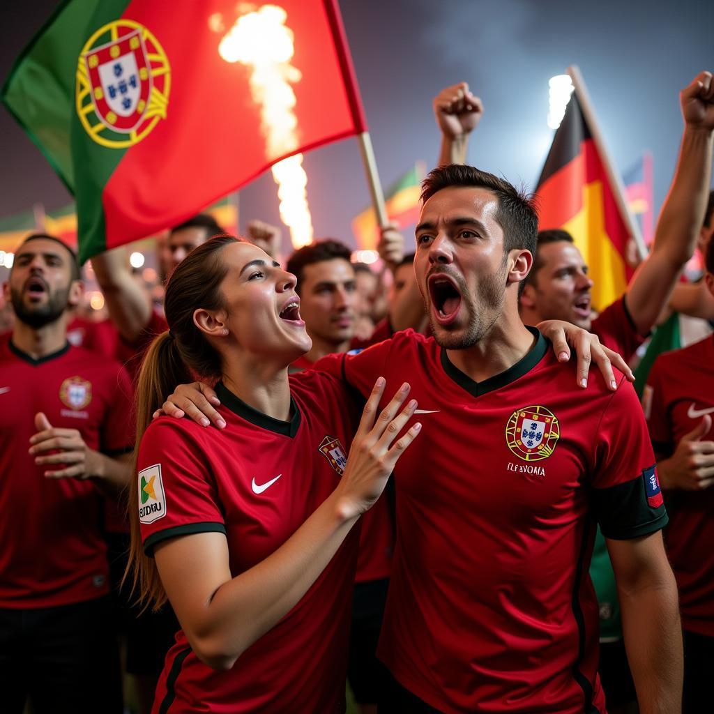 Cổ động viên ăn mừng chiến thắng Portugal vs Germany