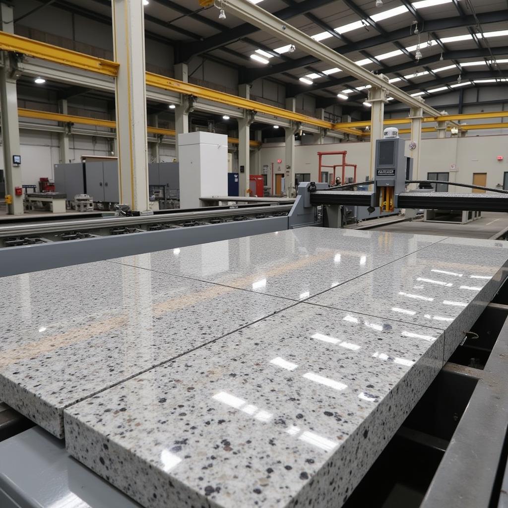 Quy trình sản xuất đá granite hiện đại.