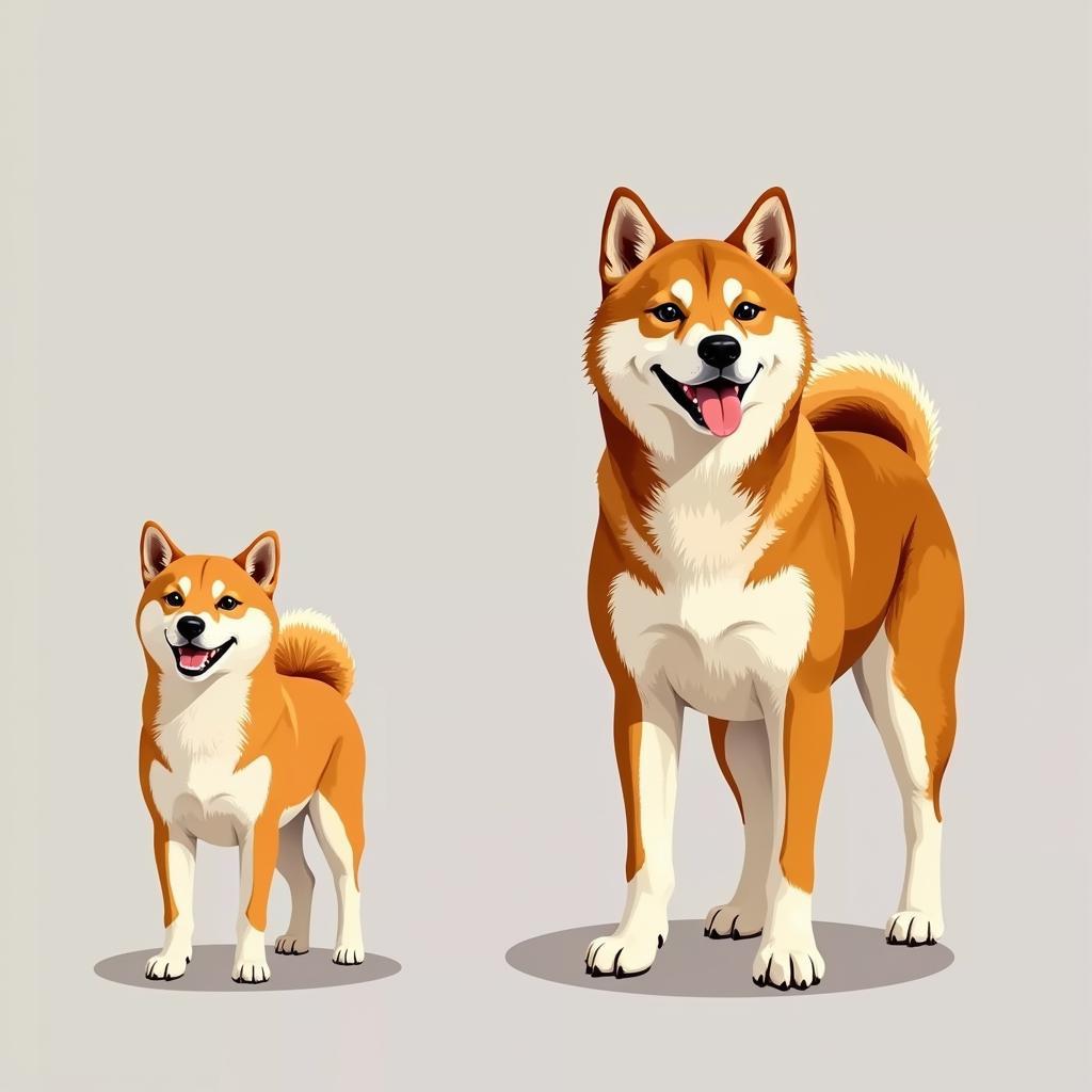 So sánh kích thước giữa Shiba Inu và Akita Inu