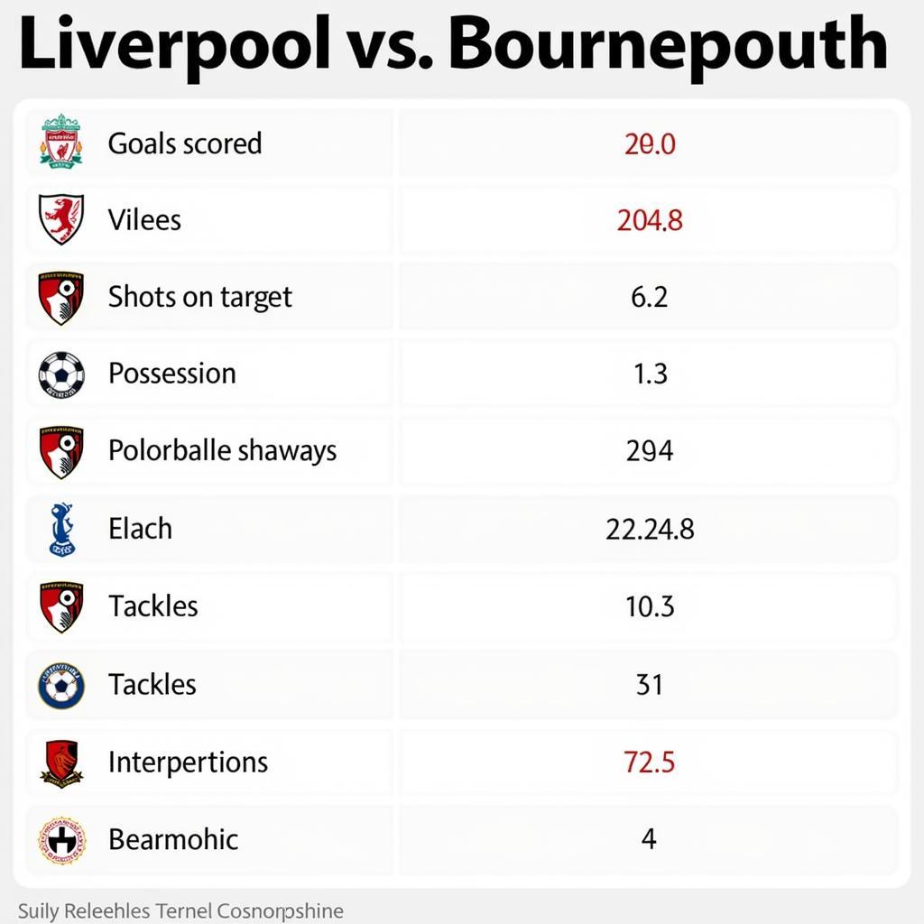 Số liệu thống kê Liverpool vs Bournemouth