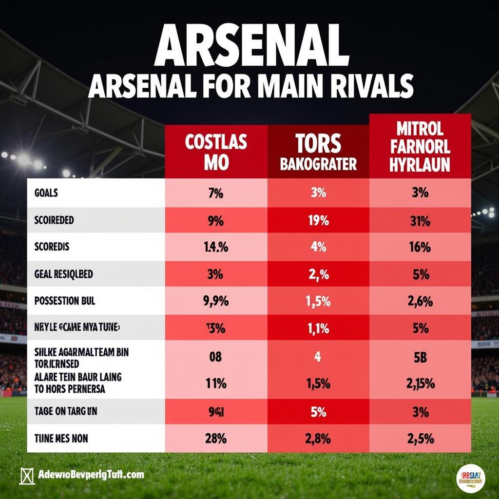 So sánh dữ liệu Arsenal với các đối thủ