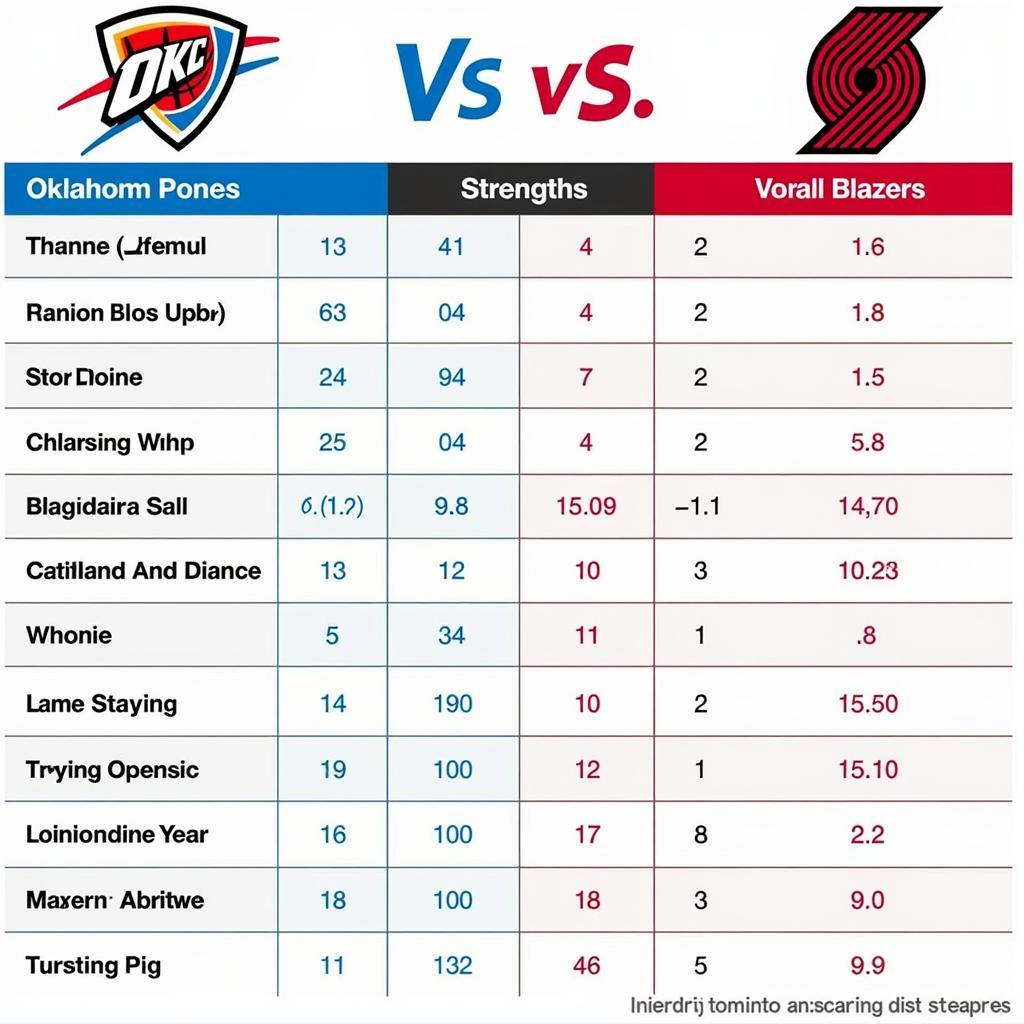 So sánh lực lượng giữa Oklahoma City Thunder và Portland Trail Blazers