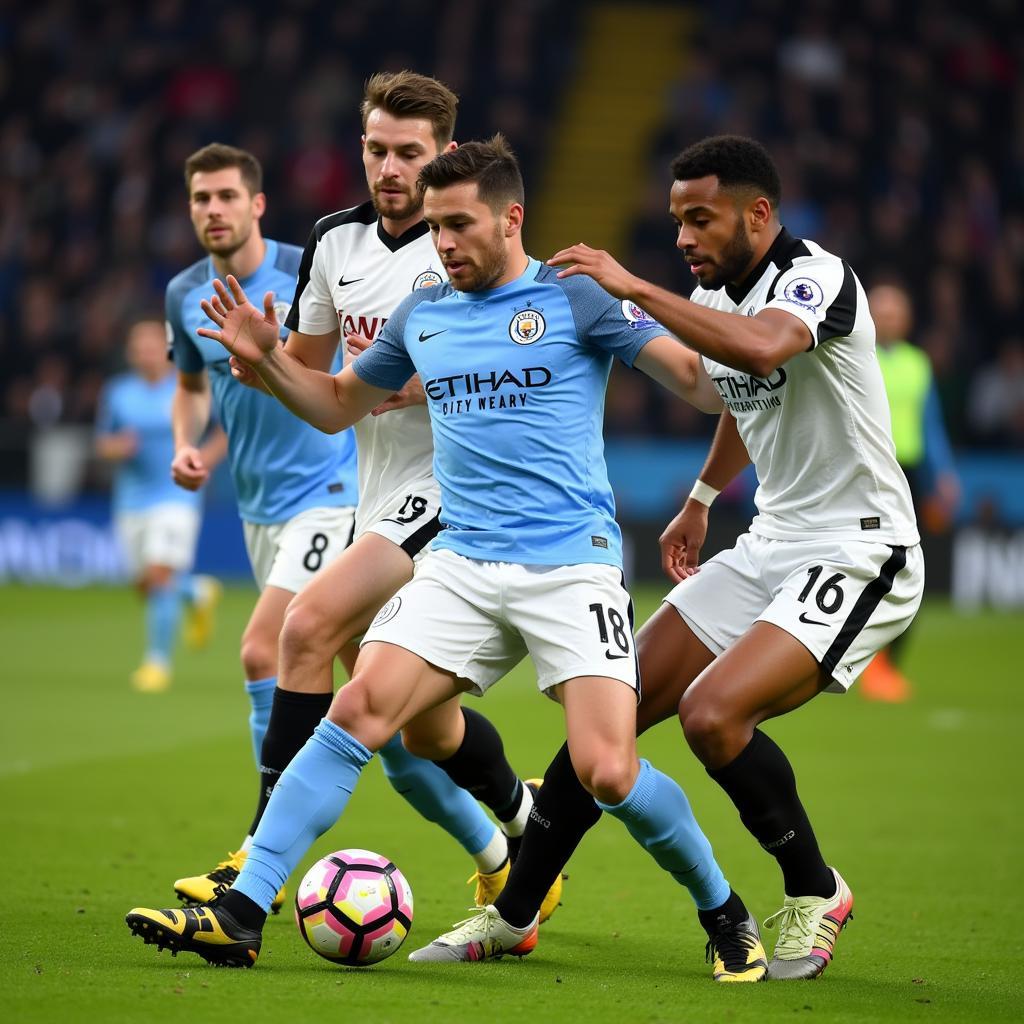 Hàng phòng ngự Fulham chống đỡ sức ép từ Man City