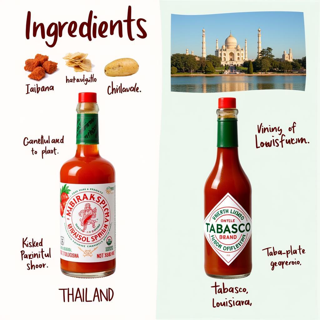 Thành phần và xuất xứ của Sriracha và Tabasco