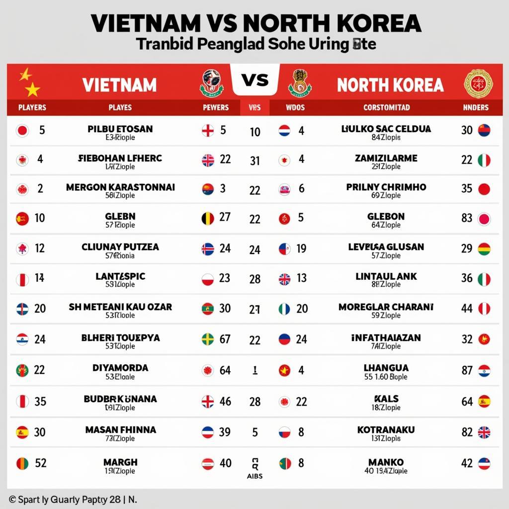 Đội hình mạnh nhất của Việt Nam và Triều Tiên