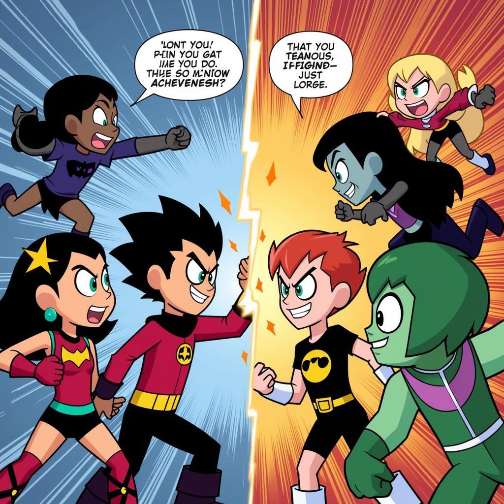 Teen Titans Go! và Teen Titans chiến đấu cùng nhau