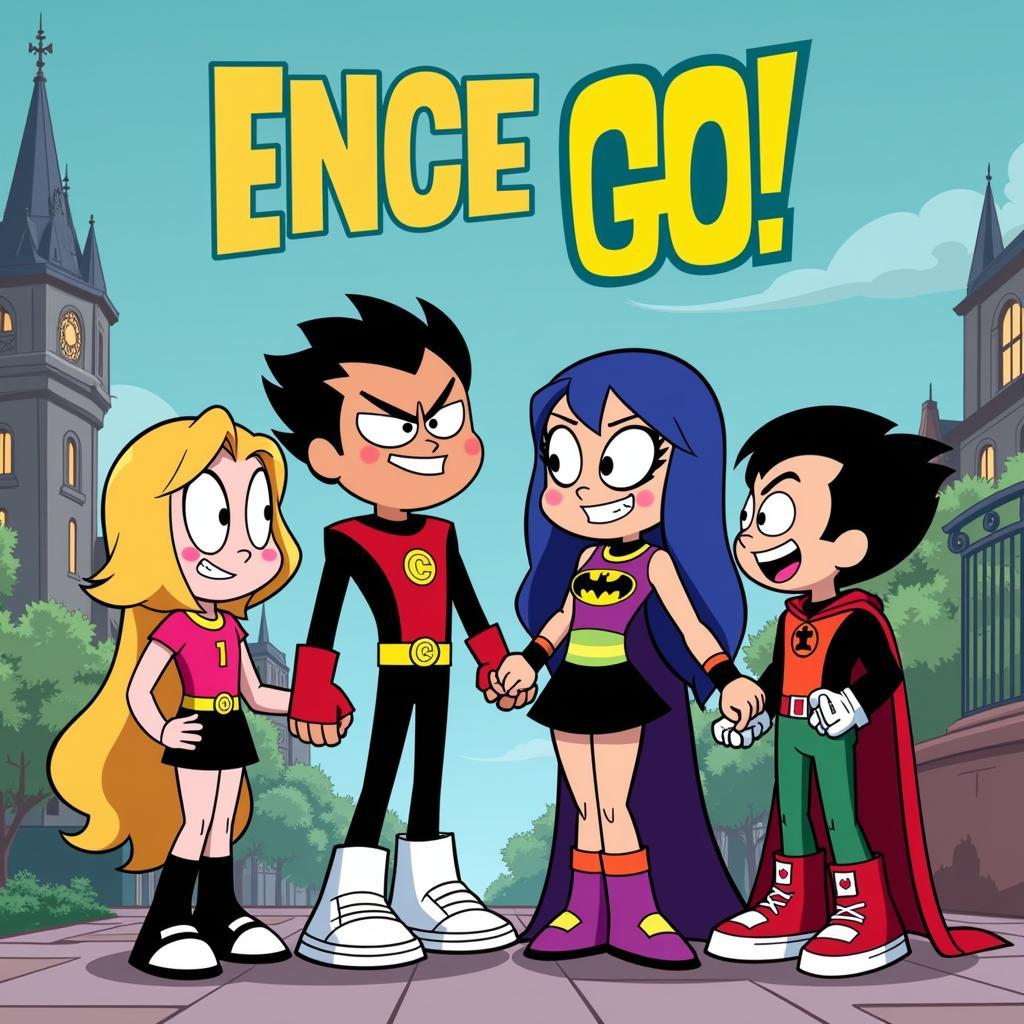 Teen Titans Go! và Teen Titans trong cảnh kết thúc