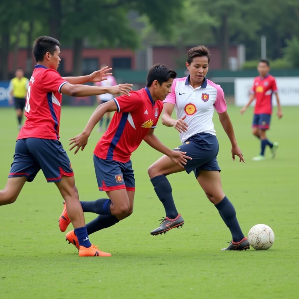 Hàng phòng ngự U19 Brunei kiên cường chống đỡ các đợt tấn công